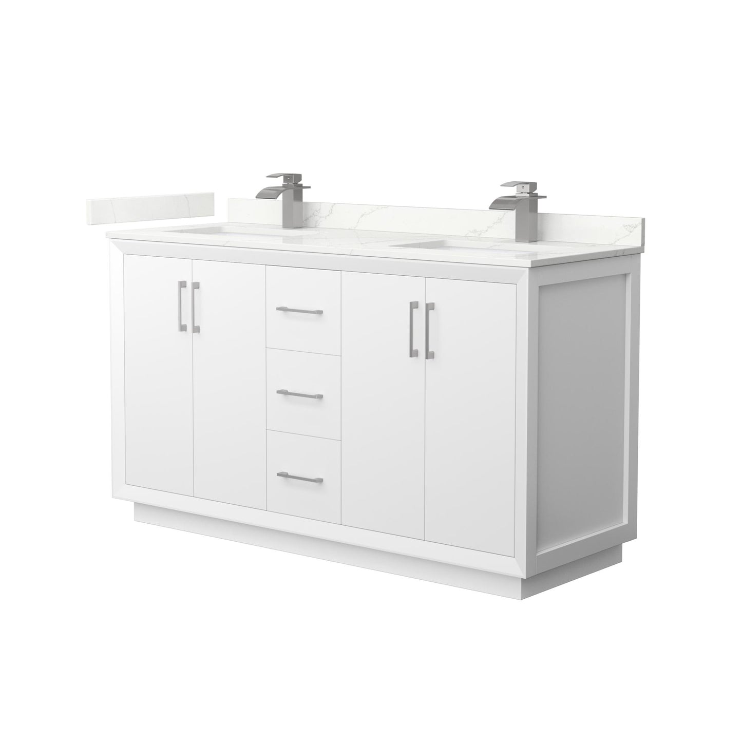 Strada Bathroom Vanity with Countertop 60 inch Double Sink Single hole Faucet Setup