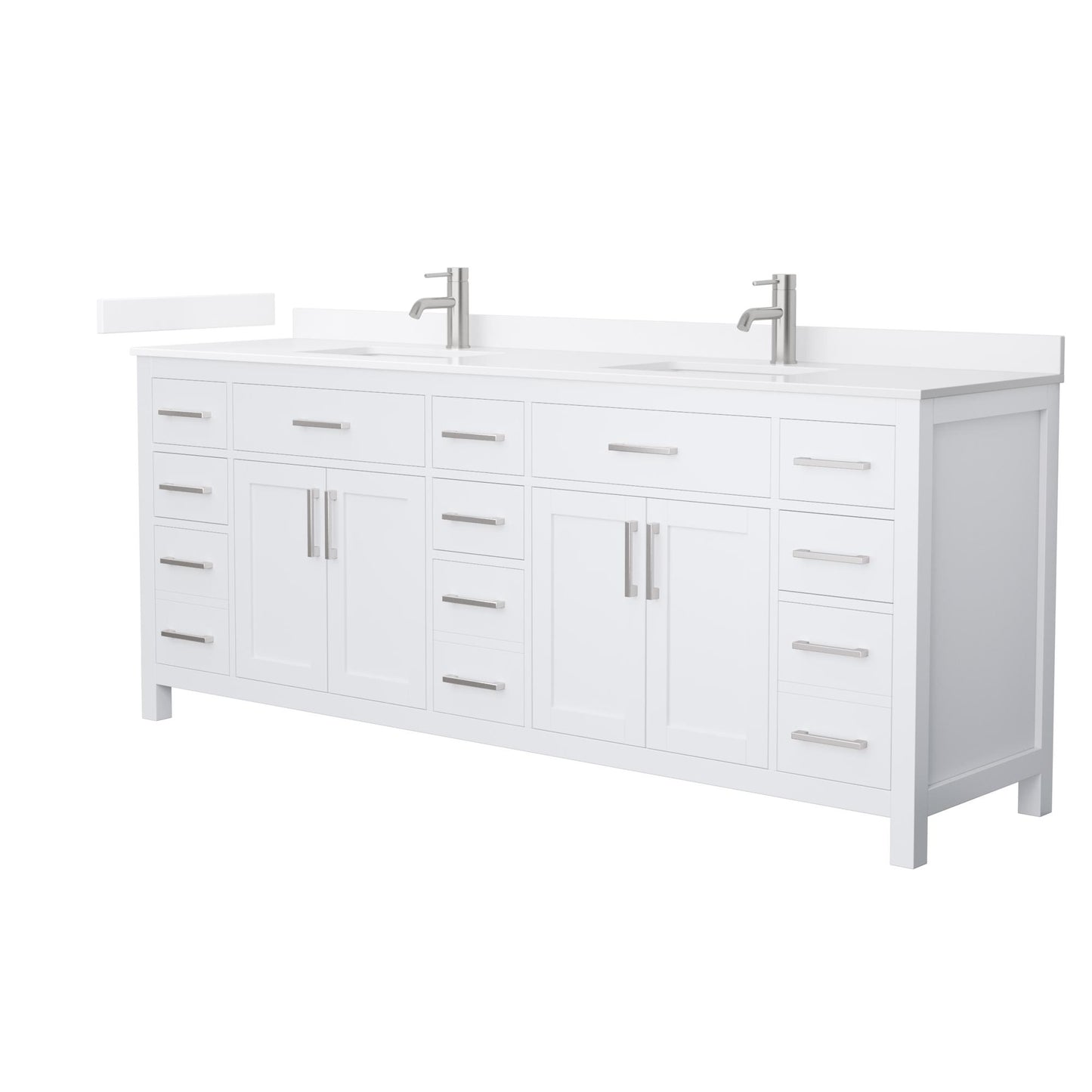 Beckett Bathroom Vanity with Countertop 84 inch Double Sink Single hole Faucet Setup