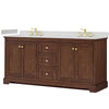 Custom image for Dark Walnut with Brushed Gold Trim / Carrara Cultured Marble / No Mirror