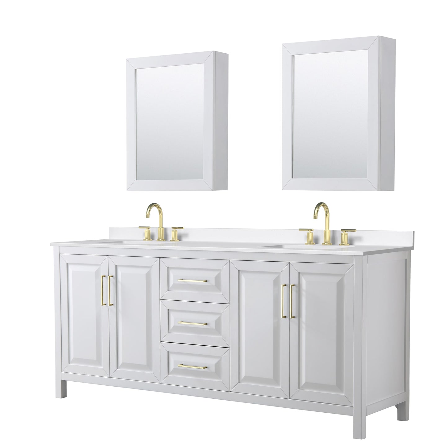 Daria Bathroom Vanity with Countertop 80 inch Double Sink 3-hole Faucet Setup