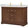 Custom image for Dark Walnut with Brushed Gold Trim / Carrara Cultured Marble / No Mirror