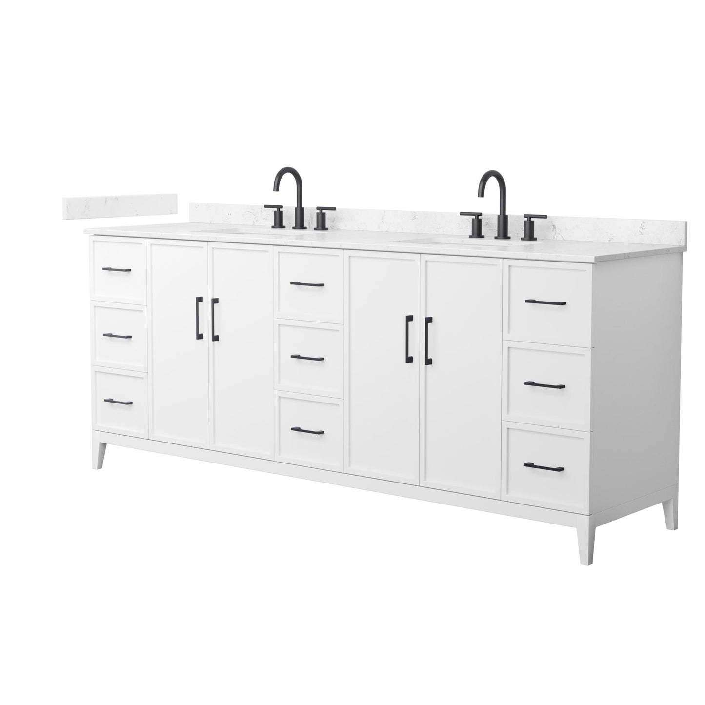 Elan Bathroom Vanity with Countertop 84 inch Double Sink 3-hole Faucet Setup