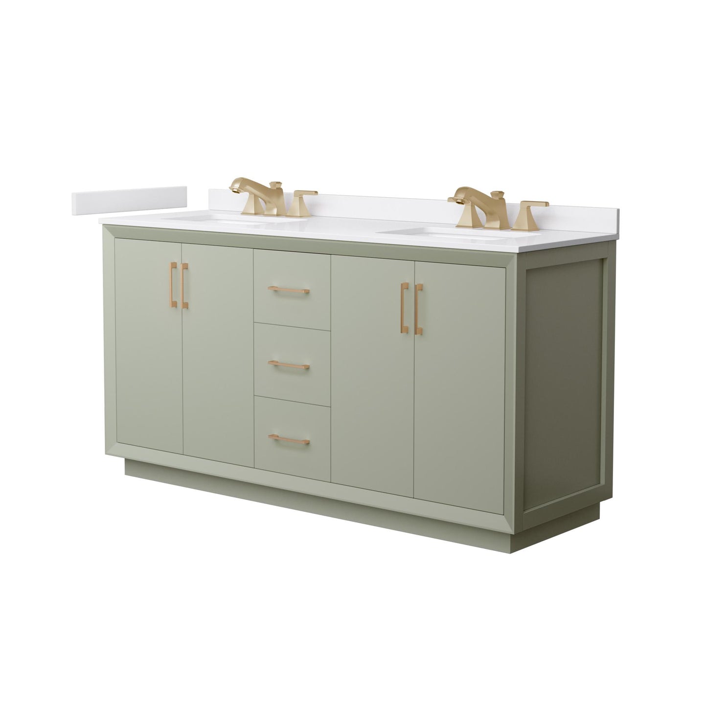 Strada Bathroom Vanity with Countertop 66 inch Double Sink 3-hole Faucet Setup