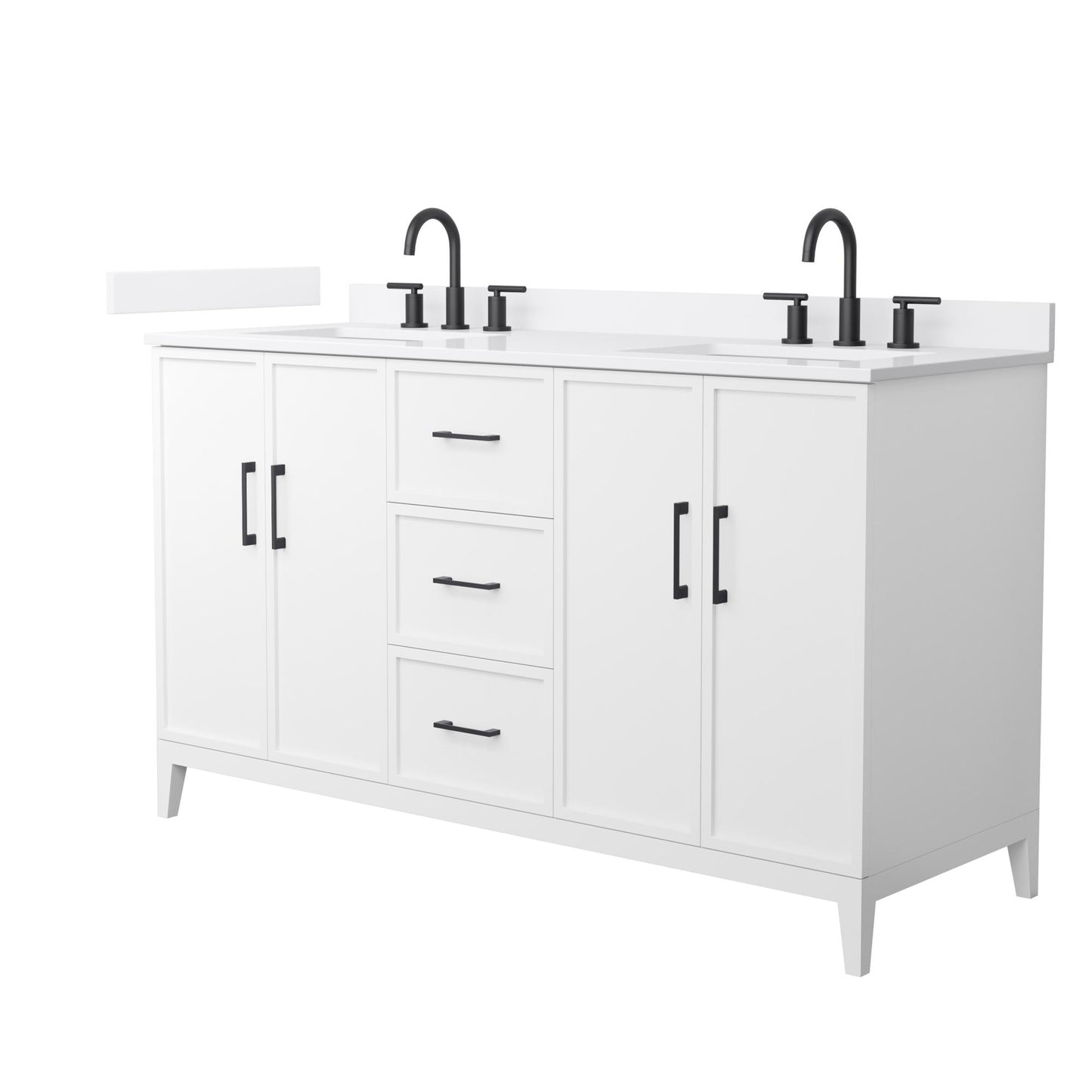 Elan Bathroom Vanity with Countertop 60 inch Double Sink 3-hole Faucet Setup
