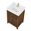 Custom image for Dark Walnut with Brushed Gold Trim / White Cultured Marble / No Mirror