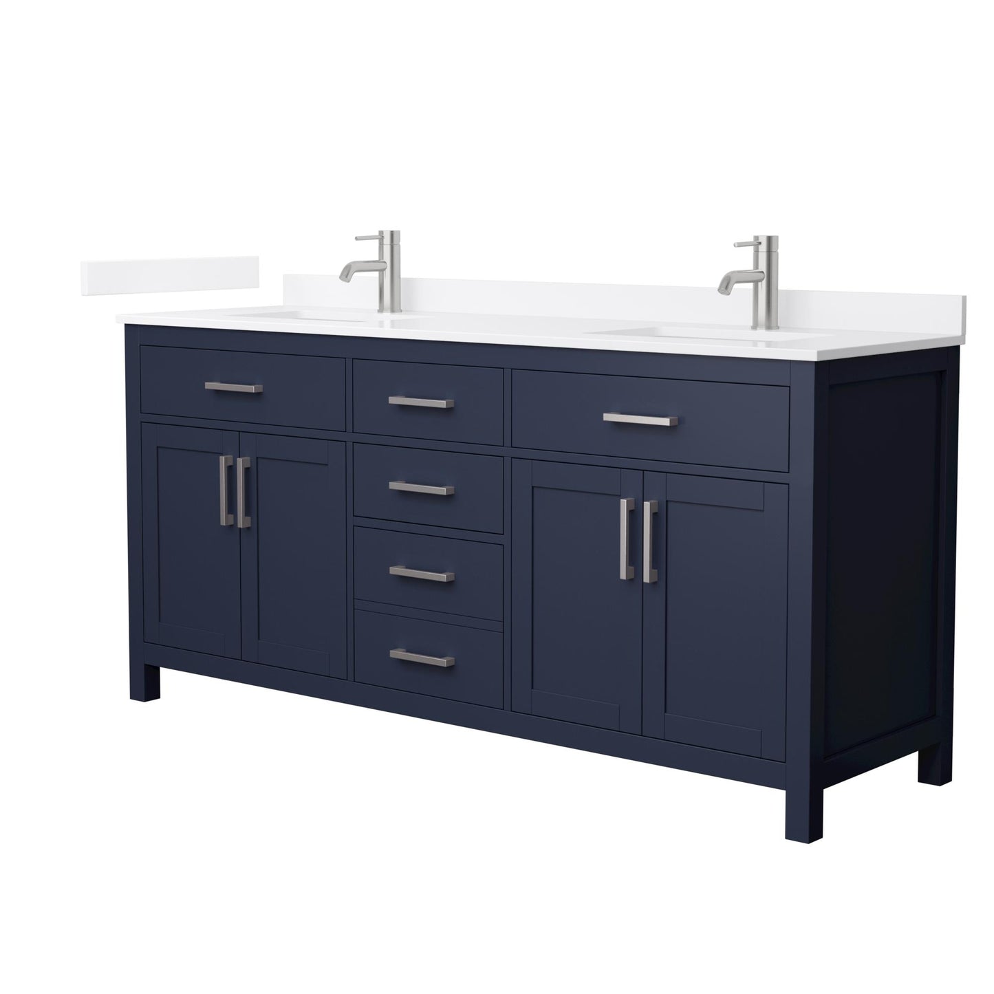 Beckett Bathroom Vanity with Countertop 72 inch Double Sink Single hole Faucet Setup