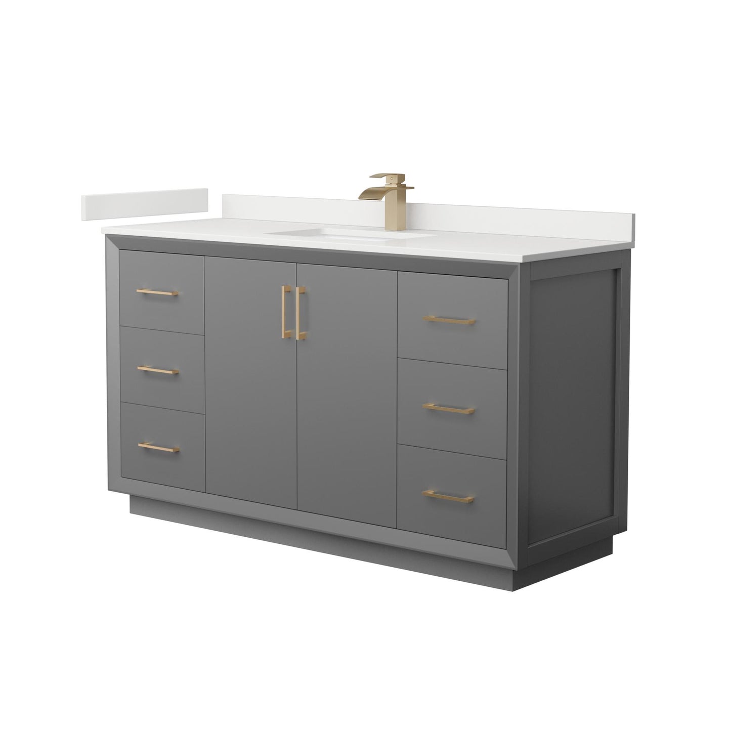 Strada Bathroom Vanity with Countertop 60 inch Single Sink Single hole Faucet Setup