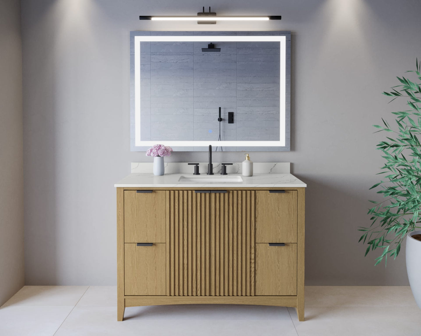 Palmilla Bathroom Vanity with Countertop 48 inch Single Sink 3-hole Faucet Setup