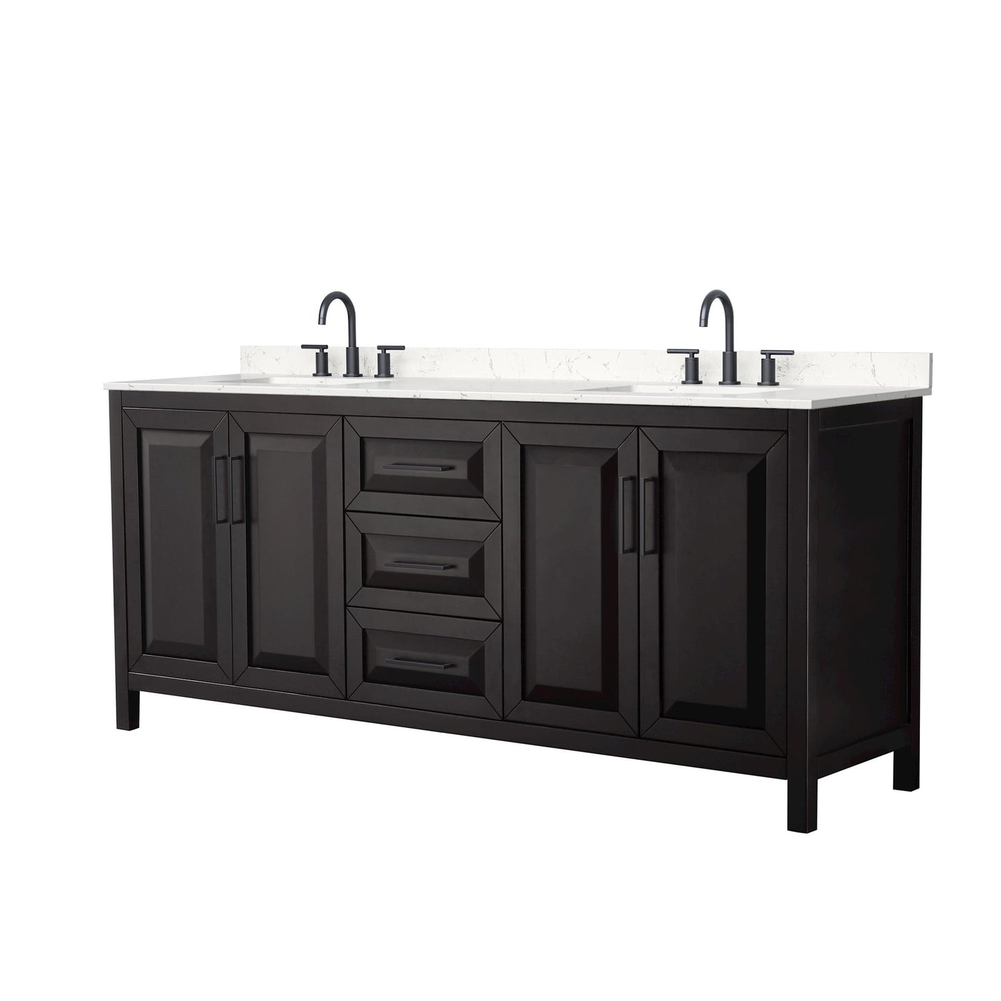 Daria Bathroom Vanity with Countertop 80 inch Double Sink 3-hole Faucet Setup