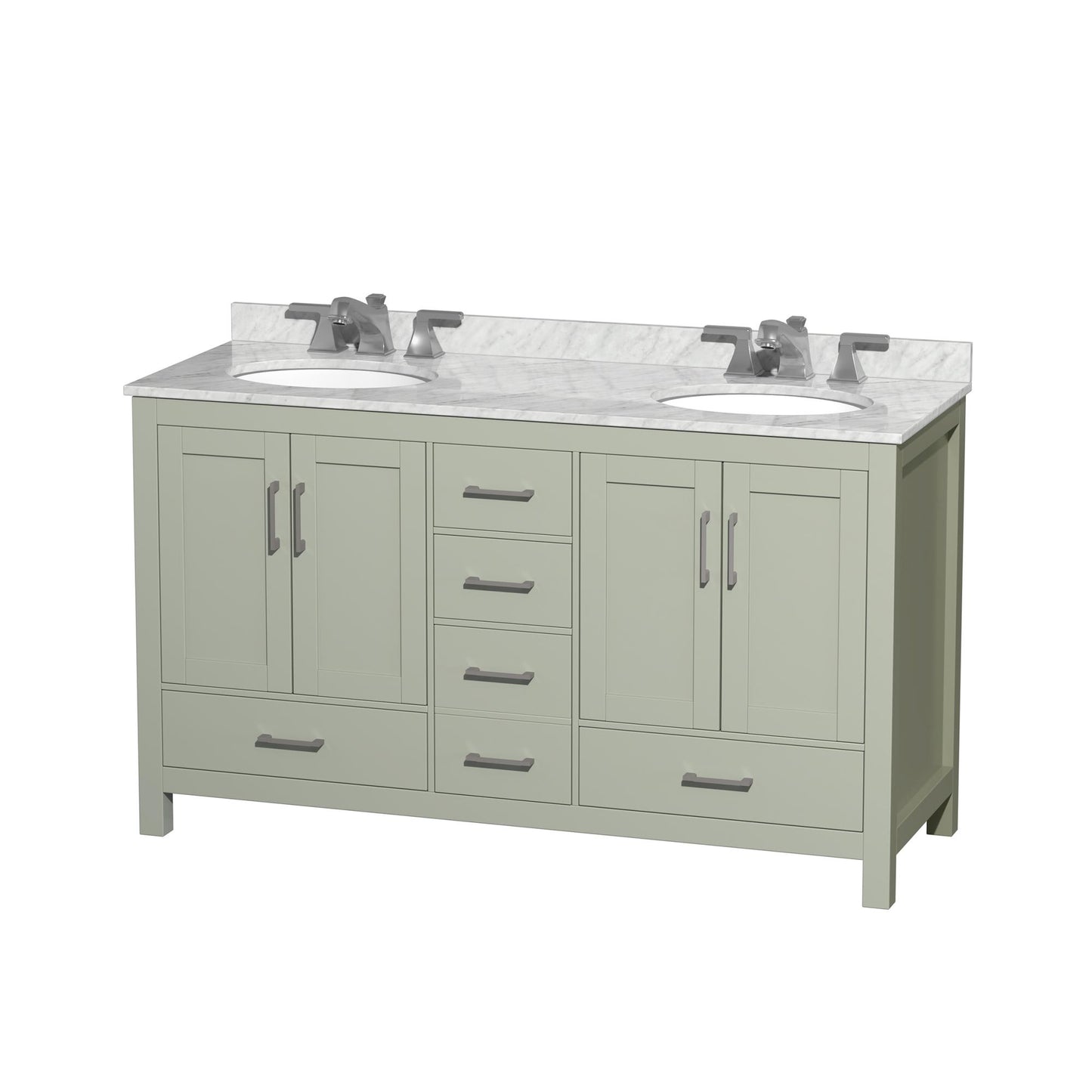 Sheffield Bathroom Vanity with Countertop 60 inch Double Sink 3-hole Faucet Setup