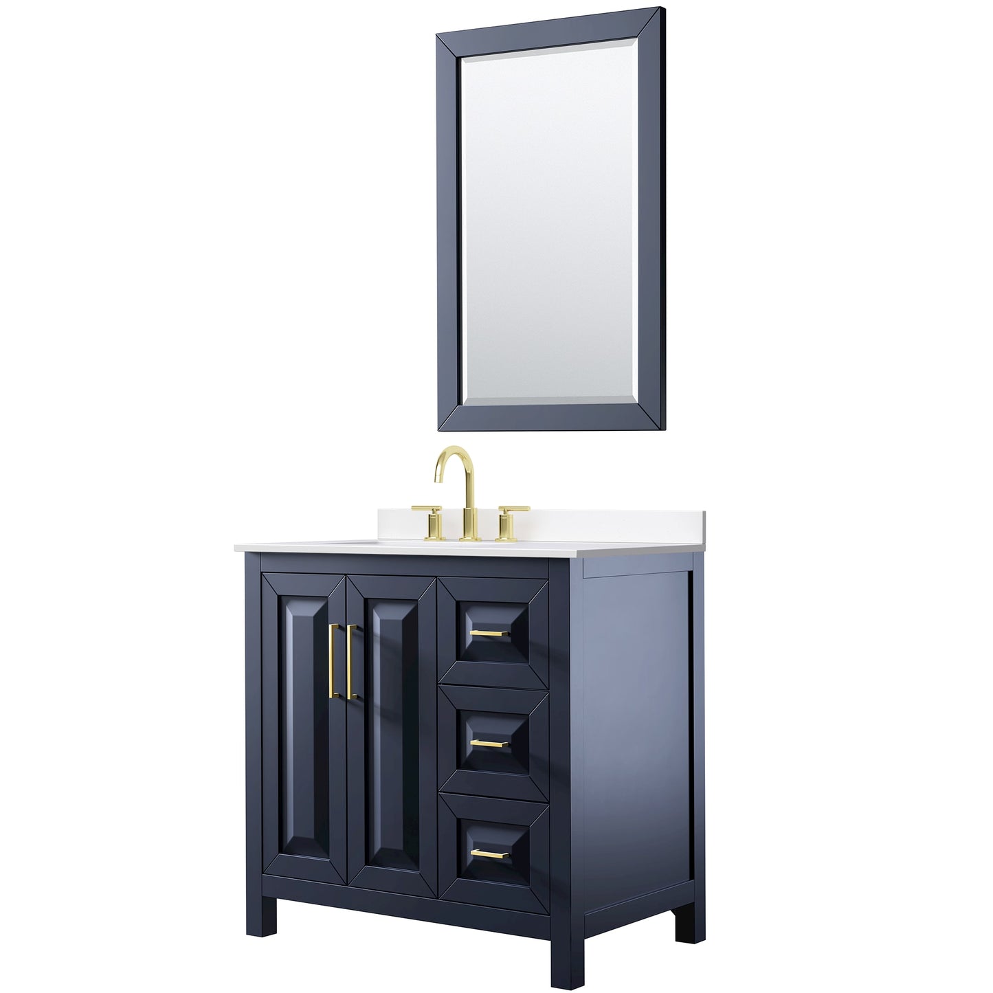 Daria Bathroom Vanity with Countertop 36 inch Single Sink 3-hole Faucet Setup