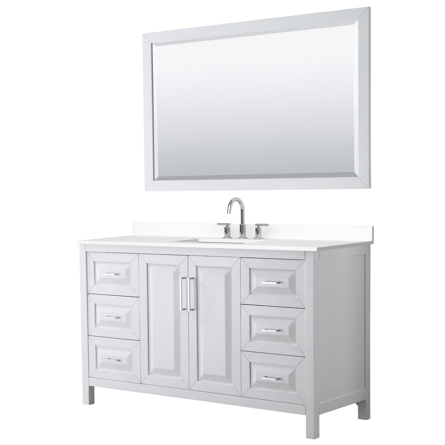 Daria Bathroom Vanity with Countertop 60 inch Single Sink 3-hole Faucet Setup