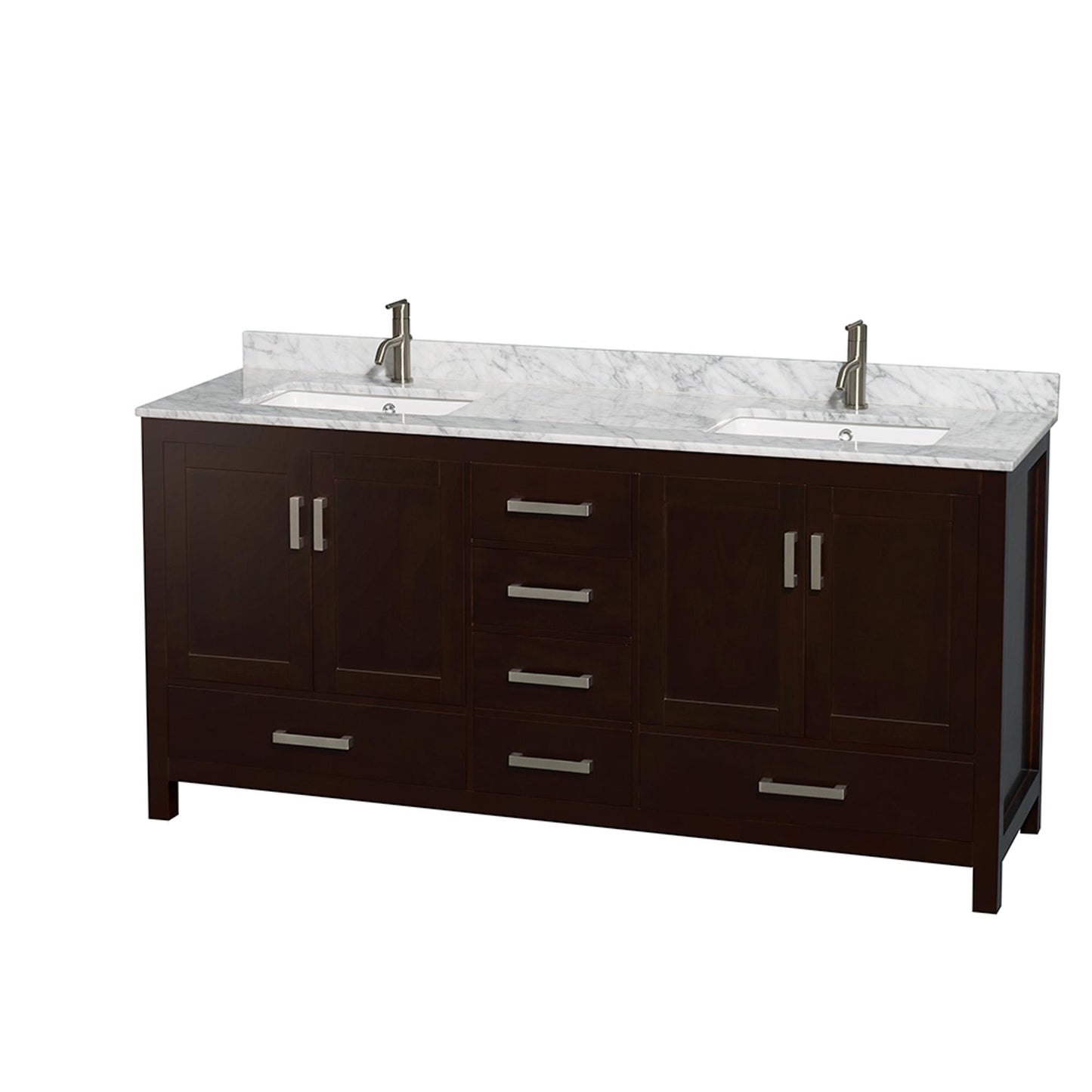 Sheffield Bathroom Vanity with Countertop 72 inch Double Sink Single hole Faucet Setup