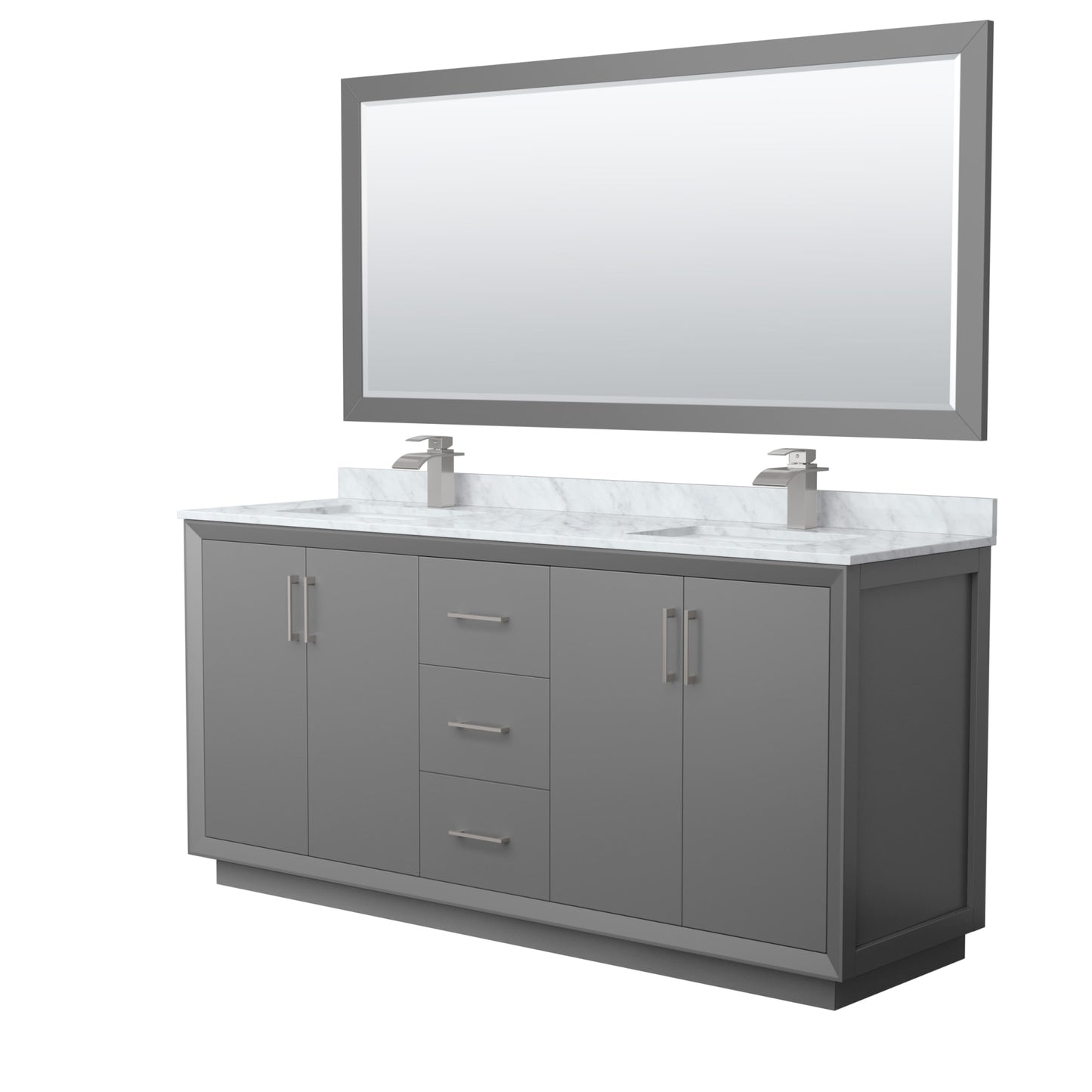 Strada Bathroom Vanity with Countertop 72 inch Double Sink Single hole Faucet Setup
