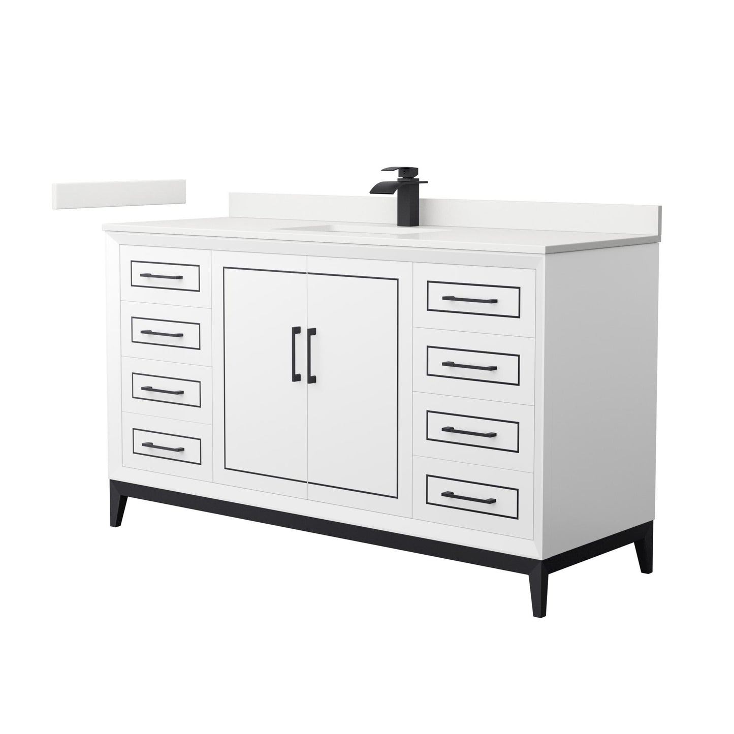 Marlena Bathroom Vanity with Countertop 60 inch Single Sink Single hole Faucet Setup