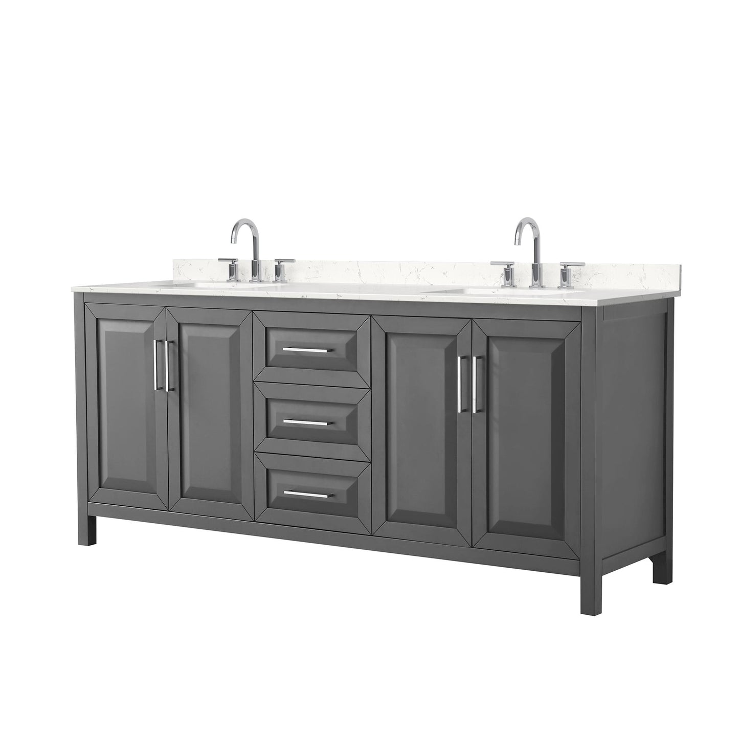 Daria Bathroom Vanity with Countertop 80 inch Double Sink 3-hole Faucet Setup