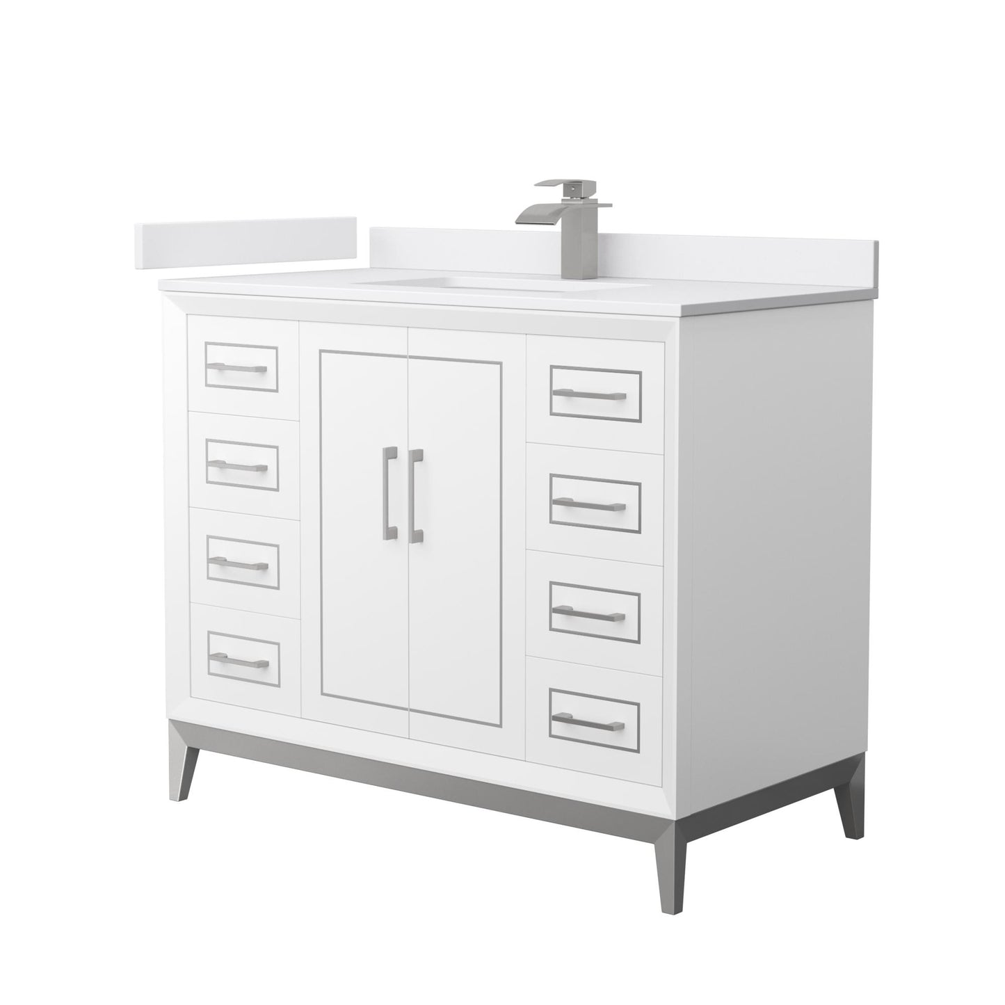 Marlena Bathroom Vanity with Countertop 42 inch Single Sink Single hole Faucet Setup