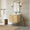 Custom image for Scandinavian Oak with Matte Black Trim / White Quartz / No Mirror