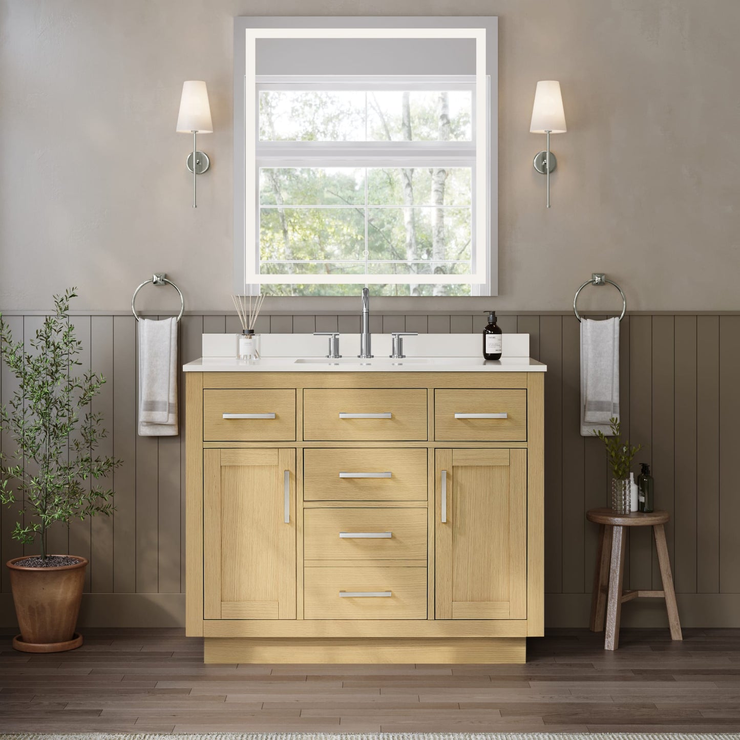 Beckett TK Bathroom Vanity with Countertop 42 inch Single Sink 3-hole Faucet Setup