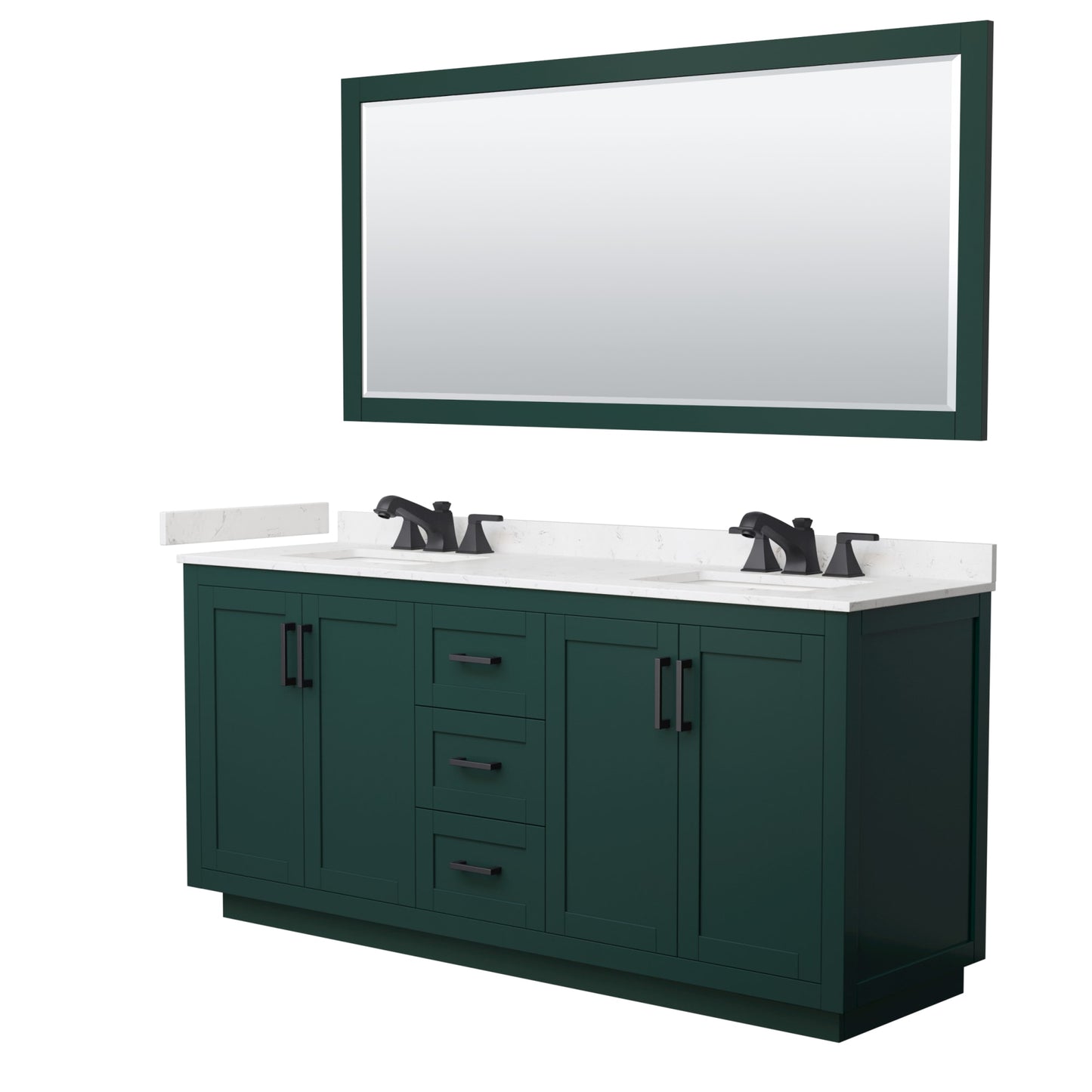 Miranda Bathroom Vanity with Countertop 72 inch Double Sink 3-hole Faucet Setup