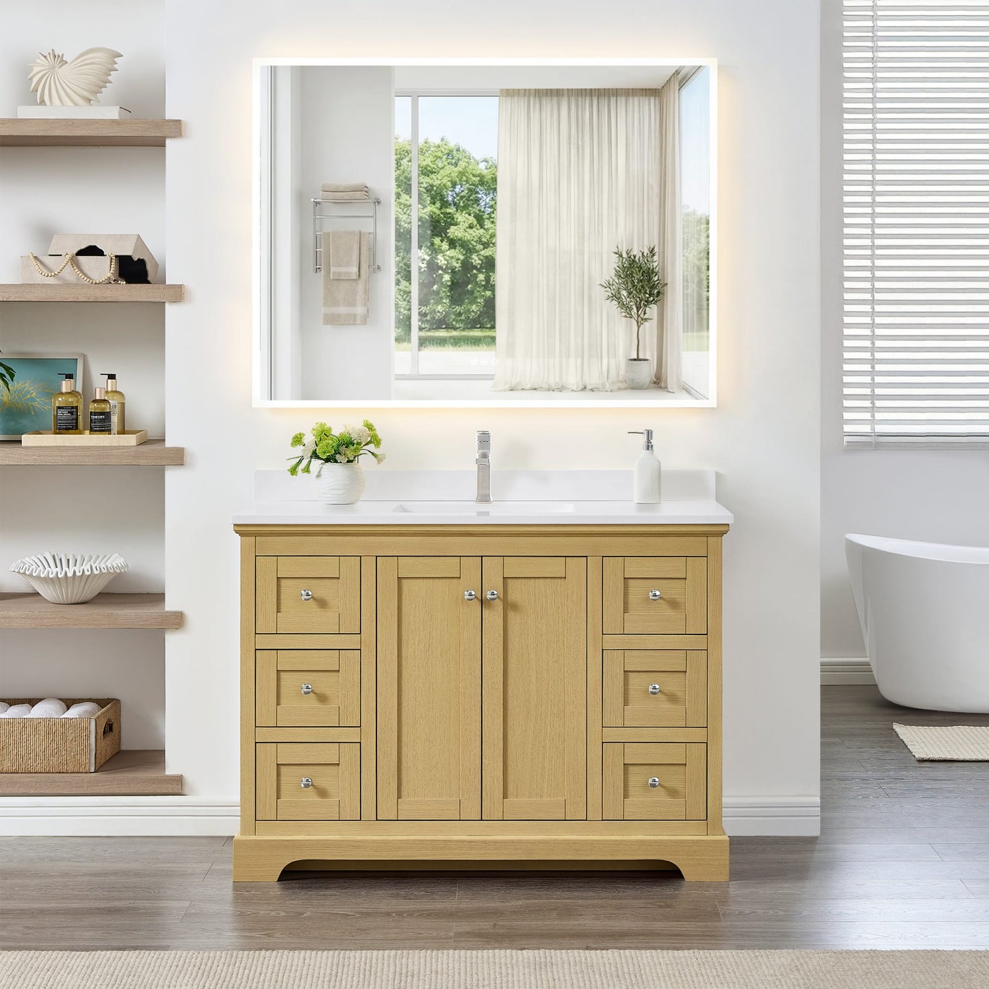 Avery Bathroom Vanity with Countertop 48 inch Single Sink Single hole Faucet Setup