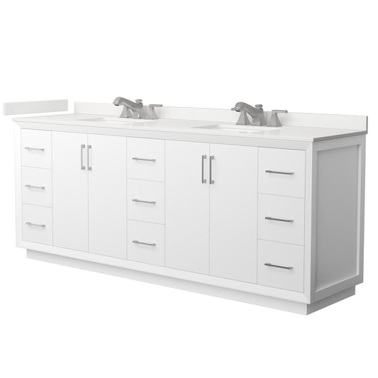 Strada Bathroom Vanity with Countertop 84 inch Double Sink 3-hole Faucet Setup