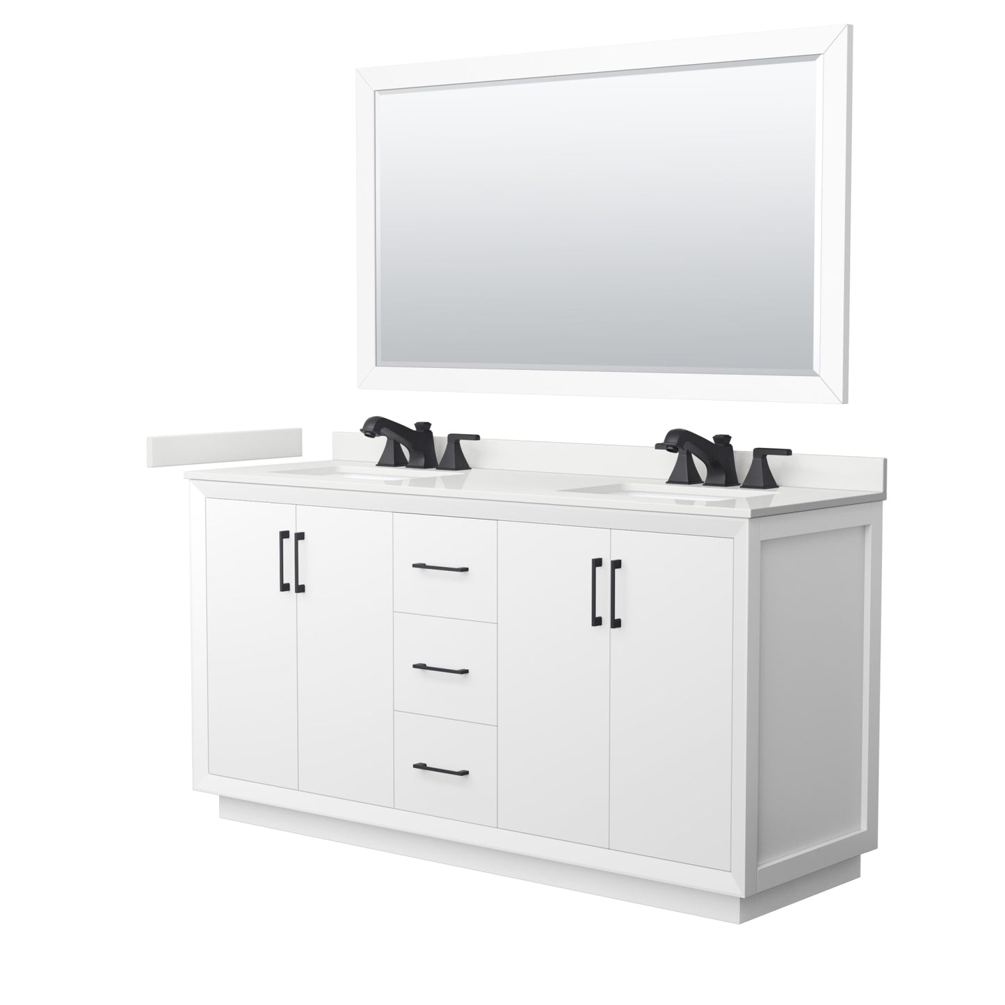 Strada Bathroom Vanity with Countertop 66 inch Double Sink 3-hole Faucet Setup