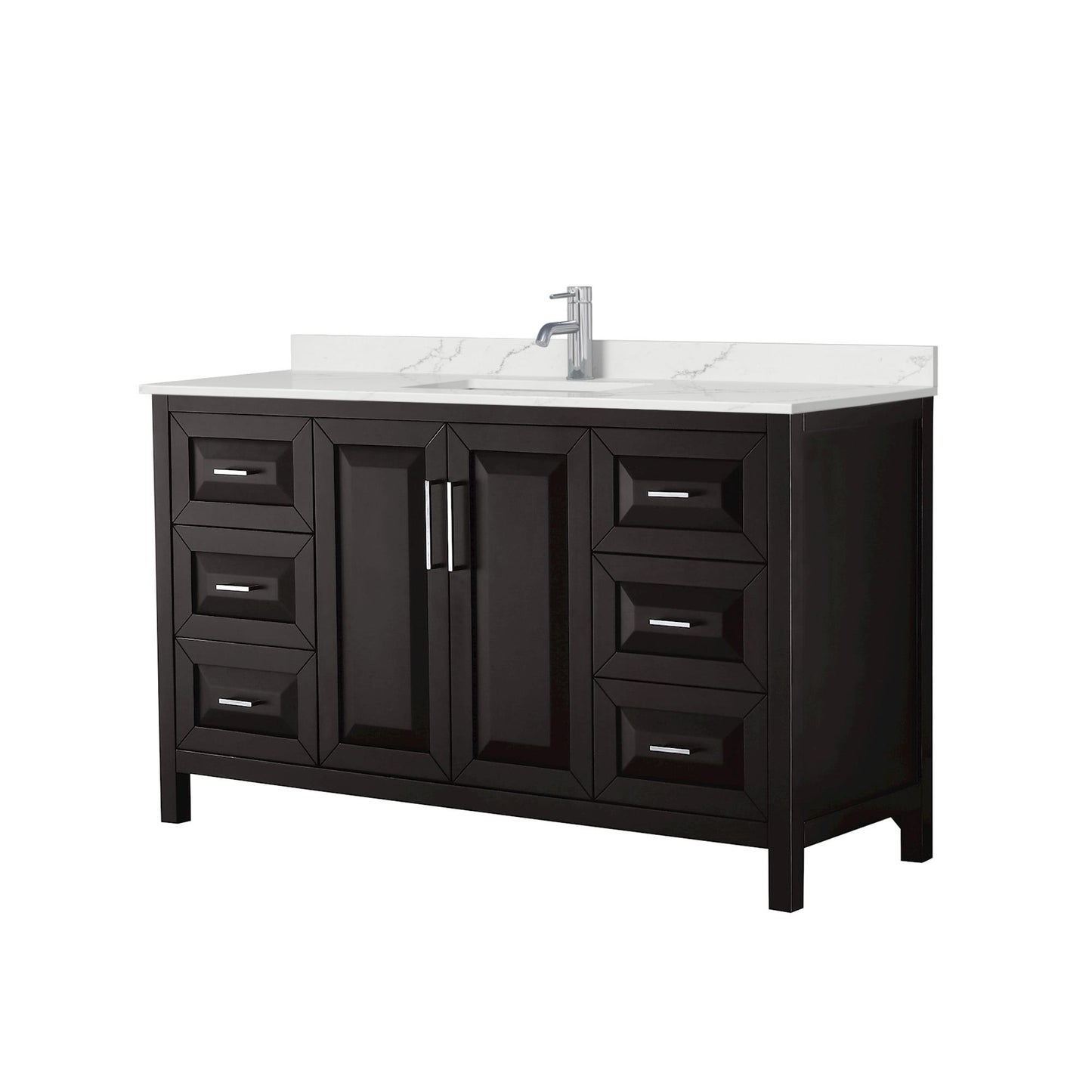 Daria Bathroom Vanity with Countertop 60 inch Single Sink Single hole Faucet Setup