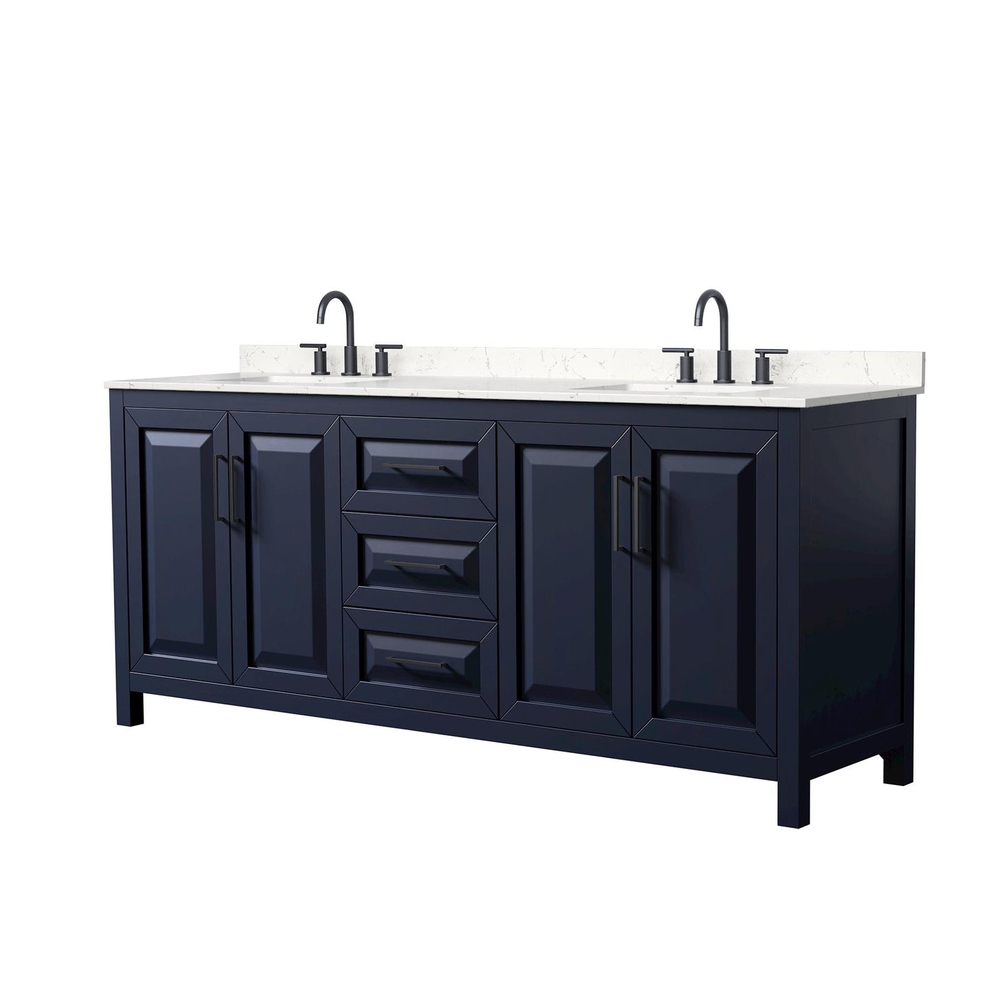 Daria Bathroom Vanity with Countertop 80 inch Double Sink 3-hole Faucet Setup