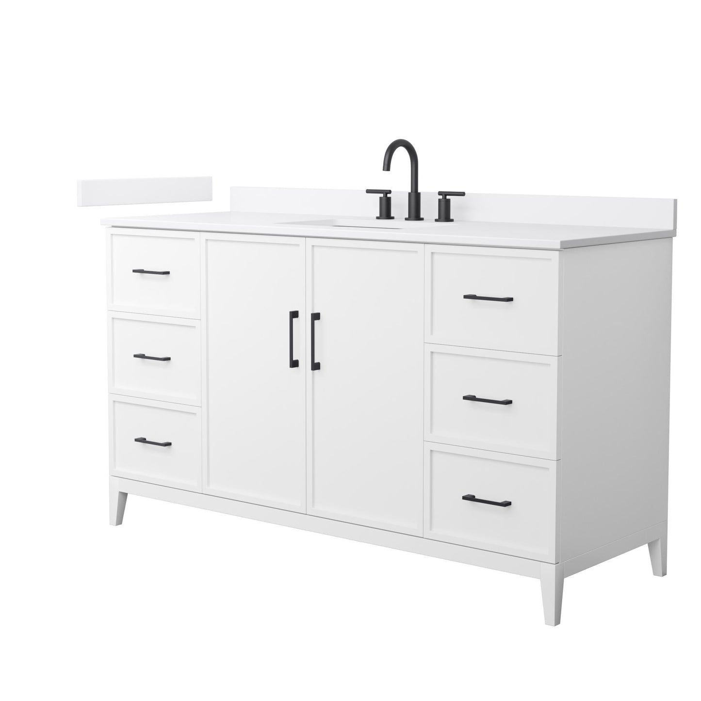 Elan Bathroom Vanity with Countertop 60 inch Single Sink 3-hole Faucet Setup