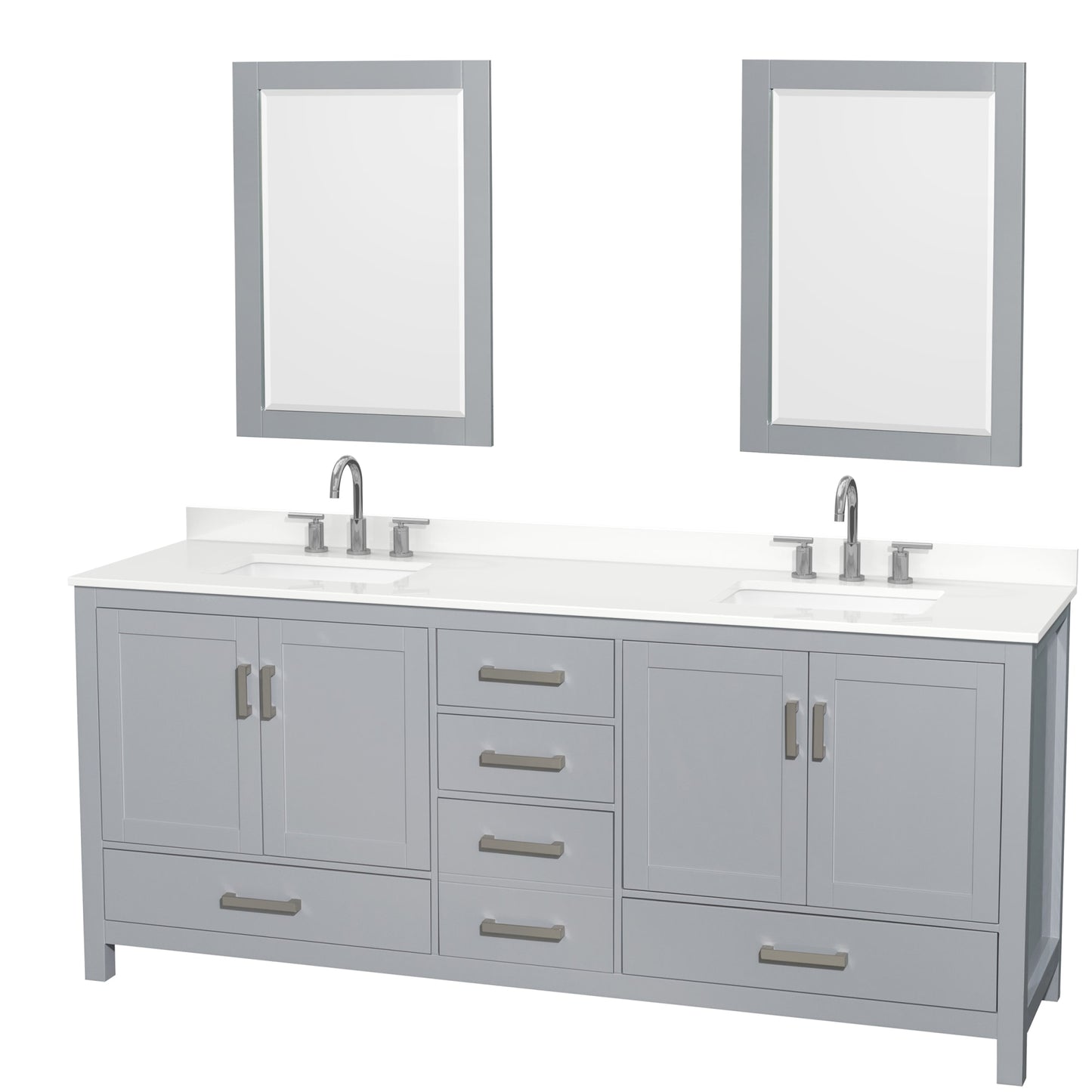 Sheffield Bathroom Vanity with Countertop 80 inch Double Sink 3-hole Faucet Setup