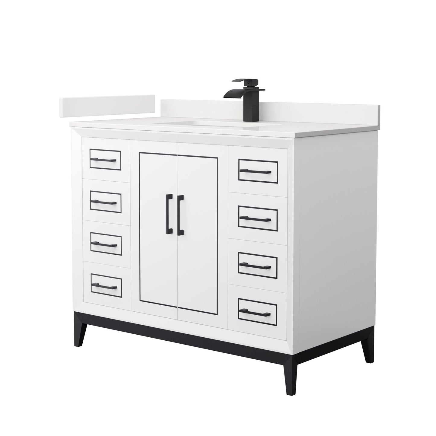 Marlena Bathroom Vanity with Countertop 42 inch Single Sink Single hole Faucet Setup