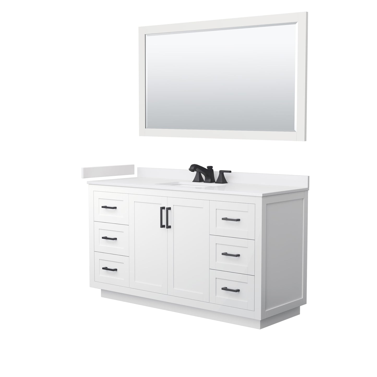 Miranda Bathroom Vanity with Countertop 60 inch Single Sink 3-hole Faucet Setup