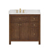 Custom image for Dark Walnut with Brushed Gold Trim / Carrara Cultured Marble / No Mirror