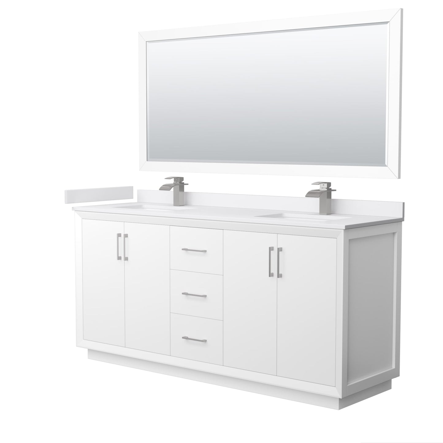 Strada Bathroom Vanity with Countertop 72 inch Double Sink Single hole Faucet Setup