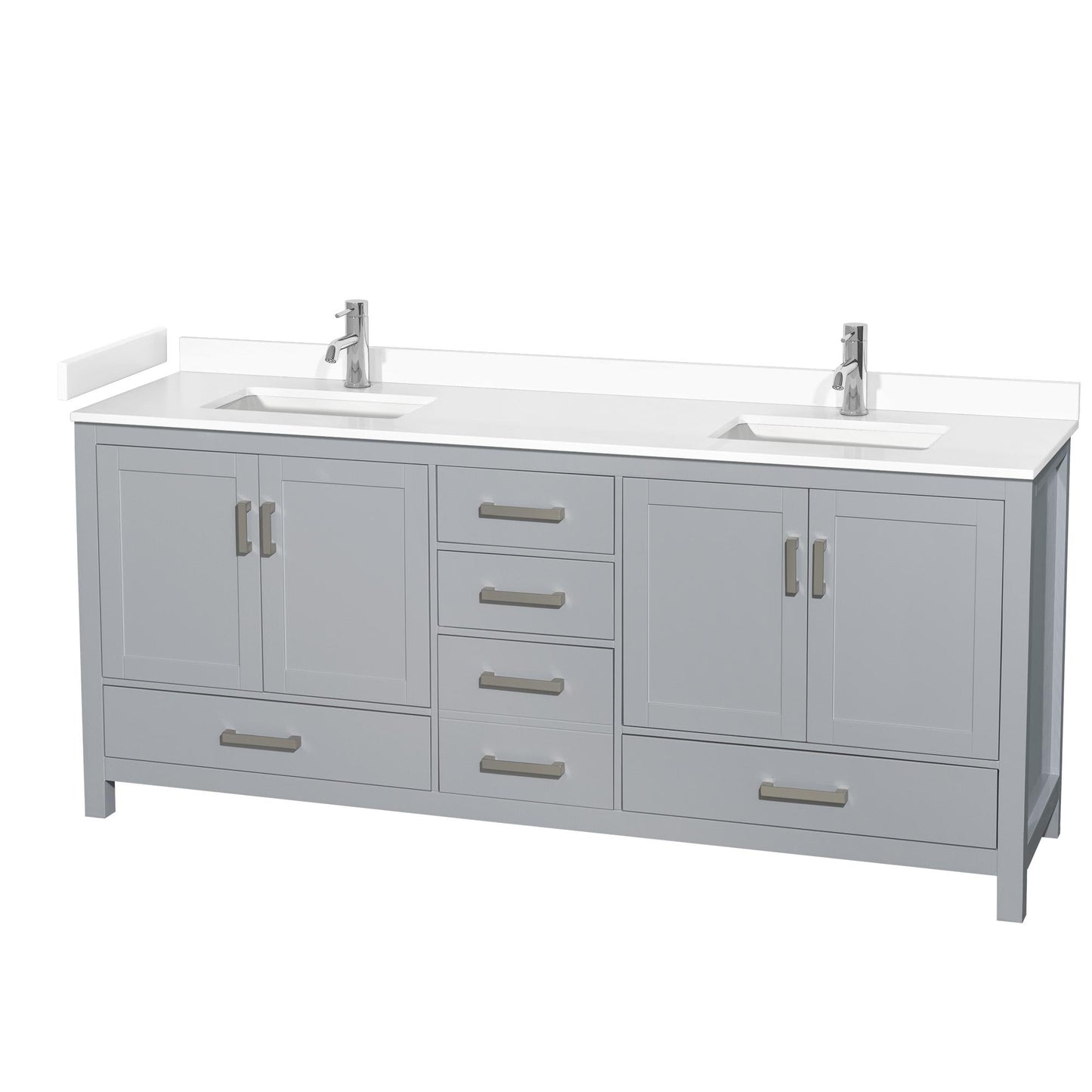 Sheffield Bathroom Vanity with Countertop 80 inch Double Sink Single hole Faucet Setup