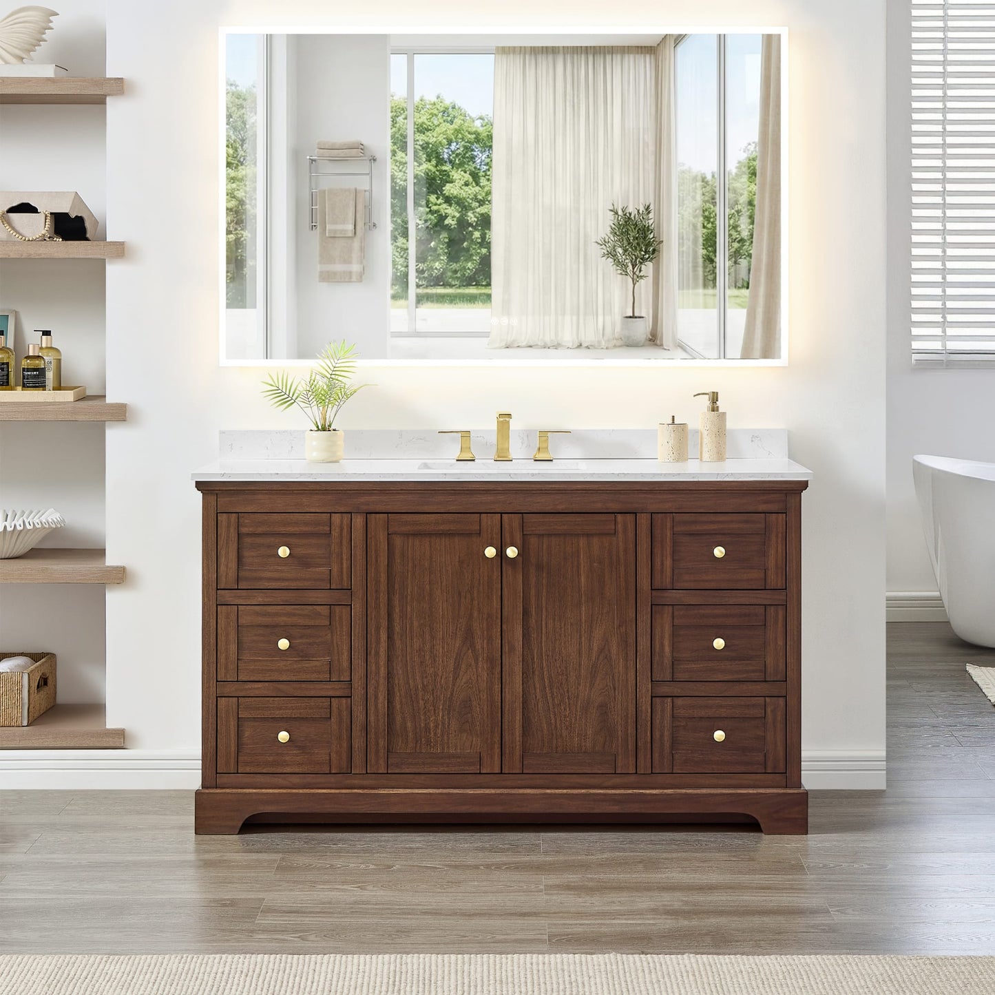 Avery Bathroom Vanity with Countertop 60 inch Single Sink 3-hole Faucet Setup