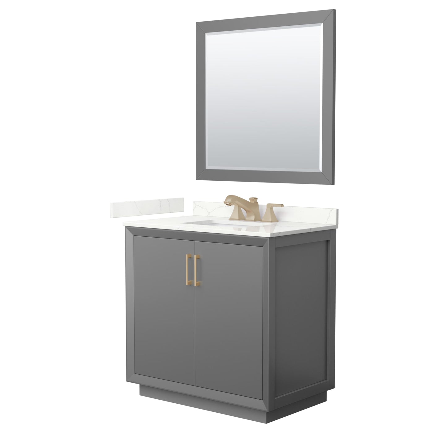Strada Bathroom Vanity with Countertop 36 inch Single Sink 3-hole Faucet Setup