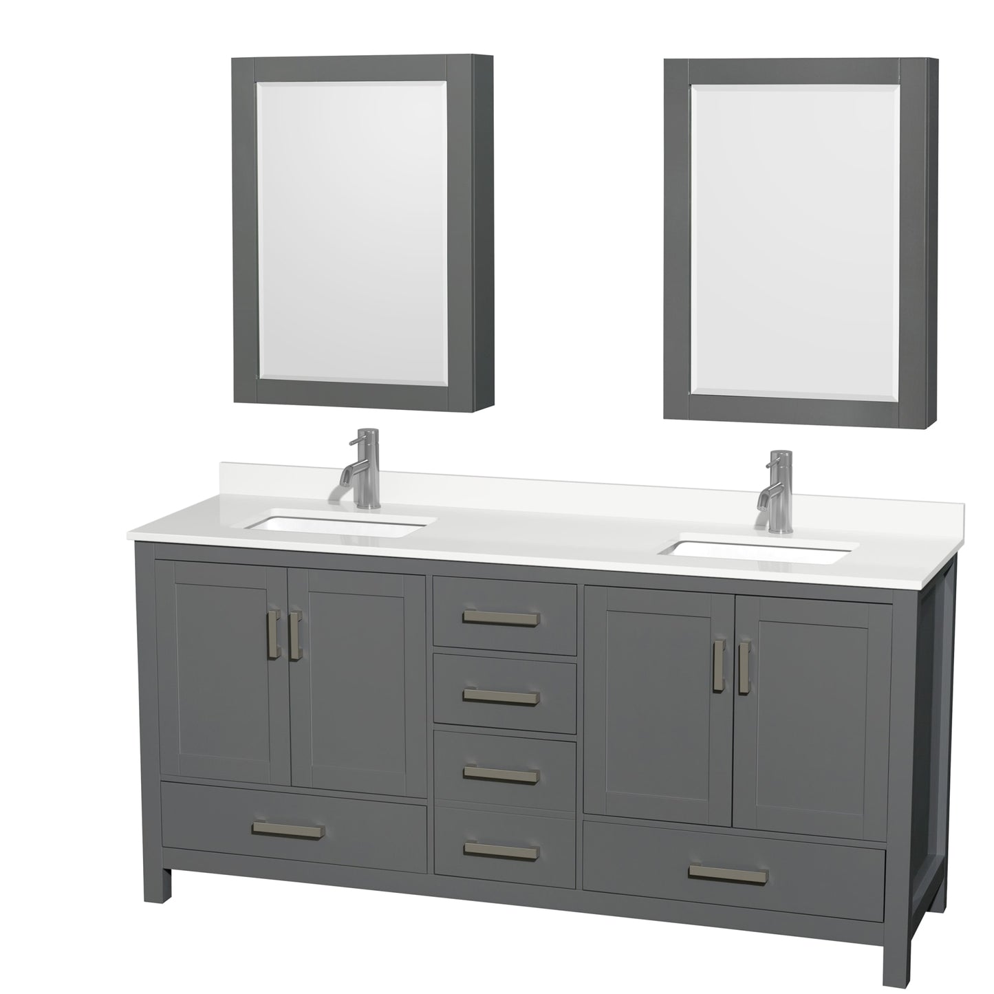 Sheffield Bathroom Vanity with Countertop 72 inch Double Sink Single hole Faucet Setup