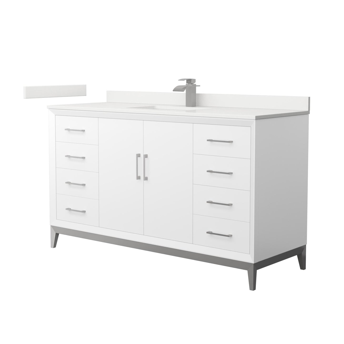 Amici Bathroom Vanity with Countertop 60 inch Single Sink Single hole Faucet Setup