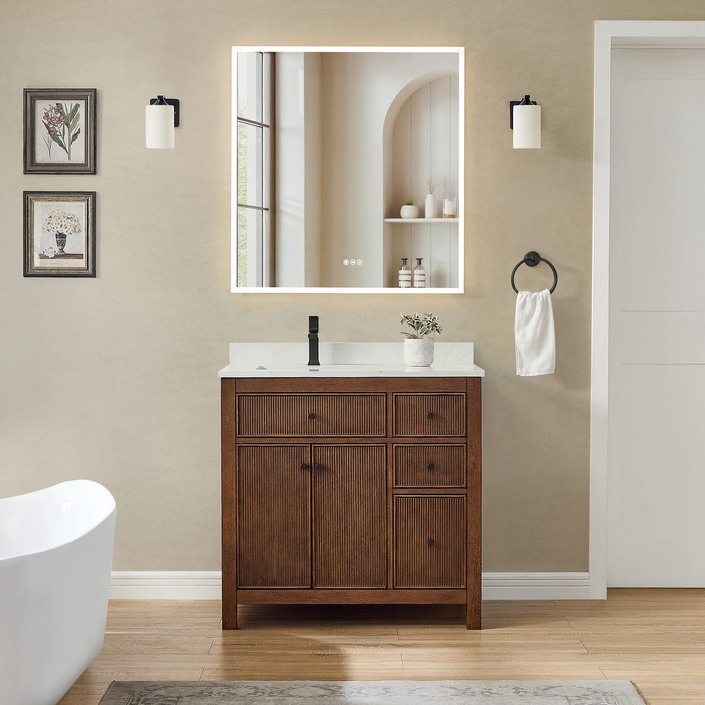 Pendry Bathroom Vanity with Countertop 36 inch Single Sink Single hole Faucet Setup