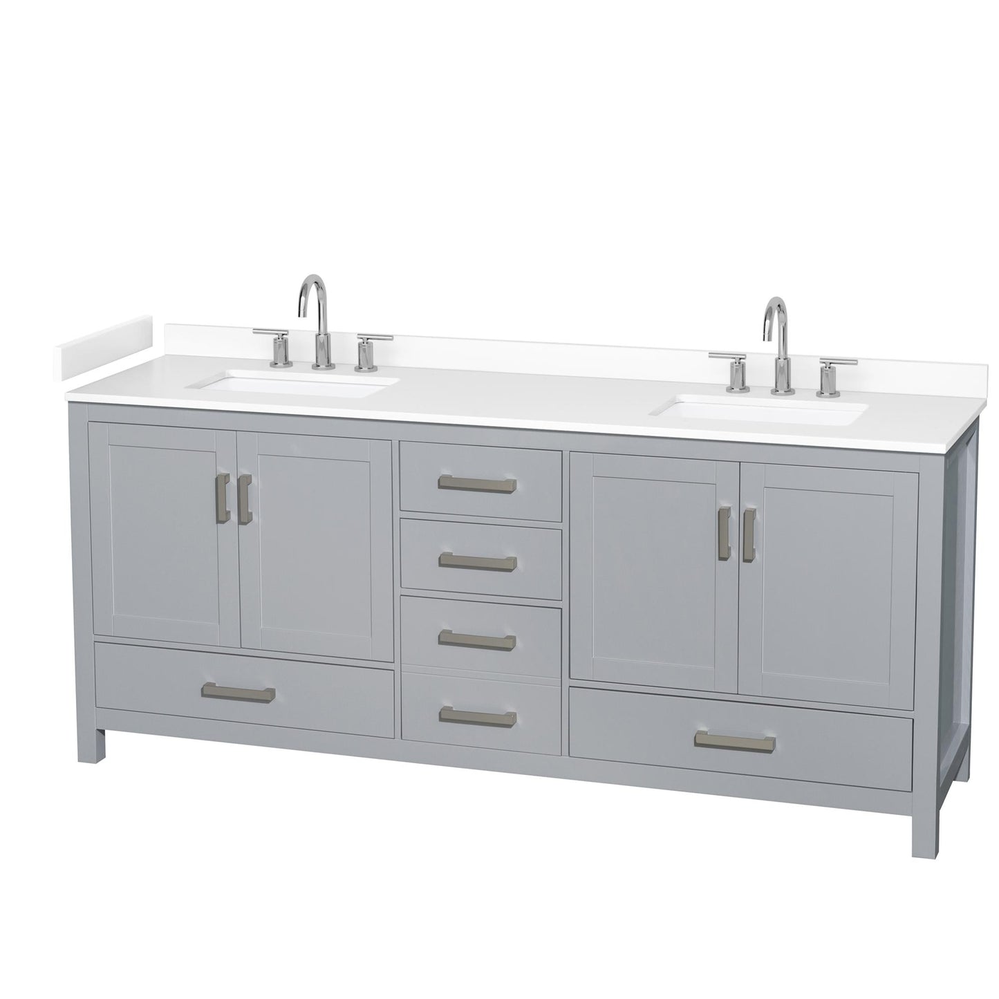 Sheffield Bathroom Vanity with Countertop 80 inch Double Sink 3-hole Faucet Setup