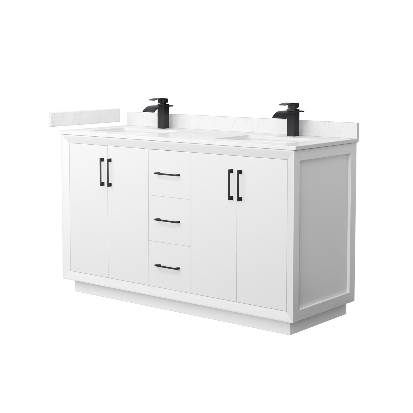 Strada Bathroom Vanity with Countertop 60 inch Double Sink Single hole Faucet Setup