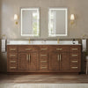Custom image for Dark Oak with Brushed Gold Trim / White Cultured Marble / No Mirror