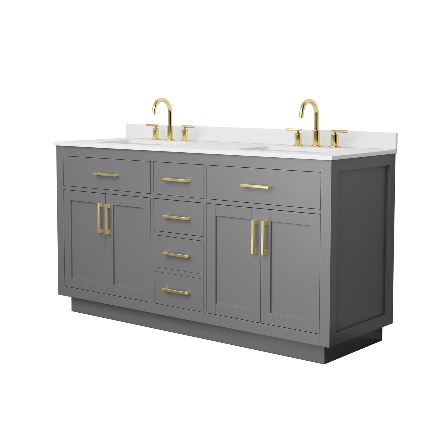 Beckett TK Bathroom Vanity with Countertop 66 inch Double Sink 3-hole Faucet Setup