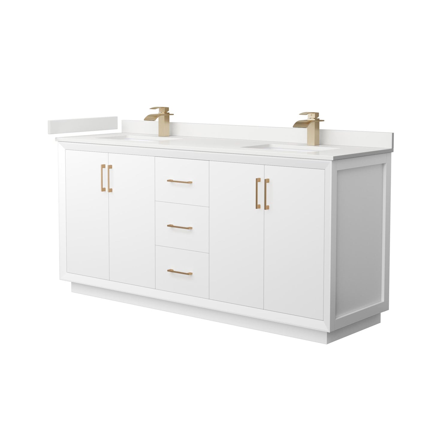 Strada Bathroom Vanity with Countertop 72 inch Double Sink Single hole Faucet Setup