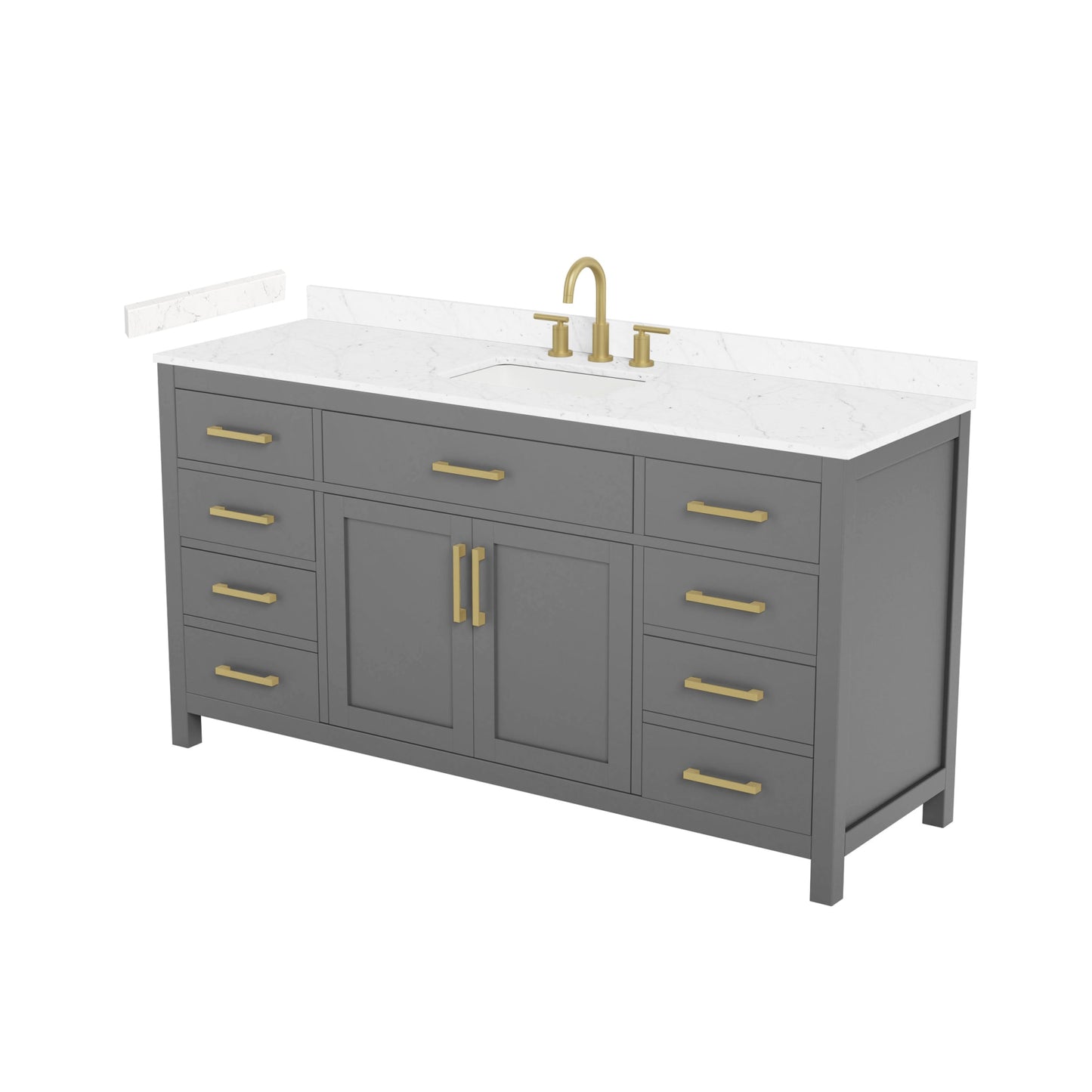 Beckett Bathroom Vanity with Countertop 66 inch Single Sink 3-hole Faucet Setup