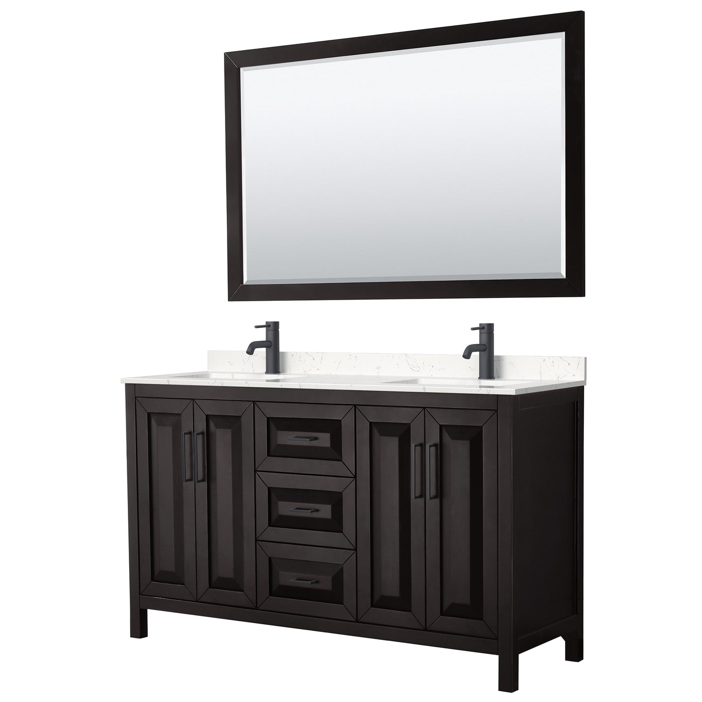 Daria Bathroom Vanity with Countertop 60 inch Double Sink Single hole Faucet Setup