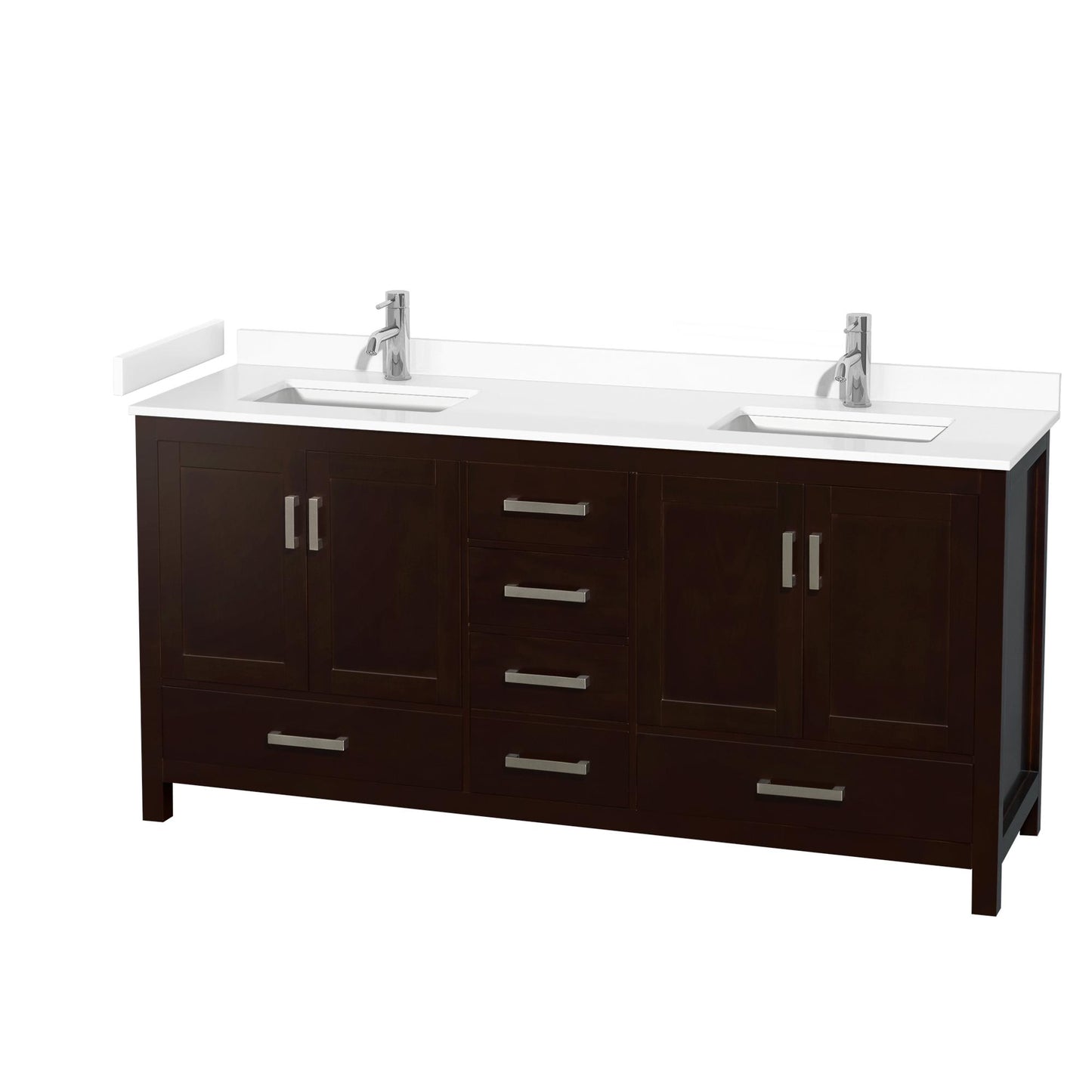 Sheffield Bathroom Vanity with Countertop 72 inch Double Sink Single hole Faucet Setup