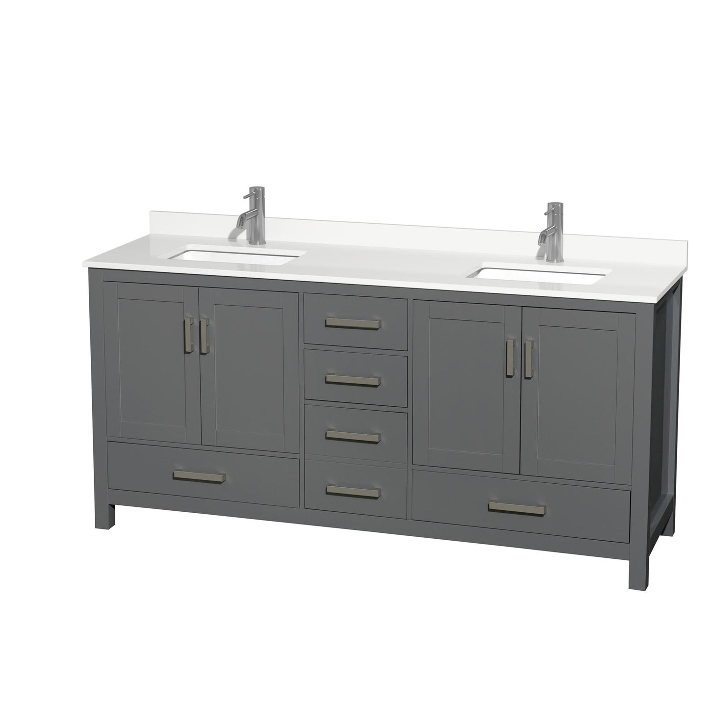 Sheffield Bathroom Vanity with Countertop 72 inch Double Sink Single hole Faucet Setup